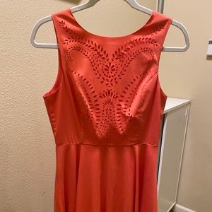 Coral Eyelet/Cutout Detailed ModCloth Midi Dress